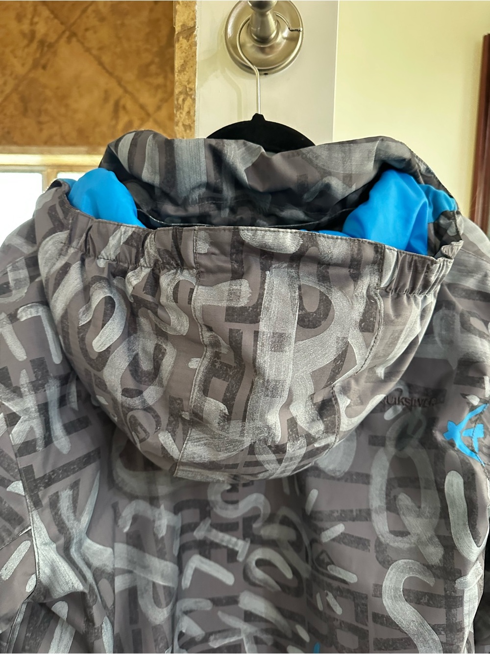 Quicksilver Logo Blue Black Gray Ski & Snowboard Jacket Coat Youth XL Size 16 - Picture 6 of 8